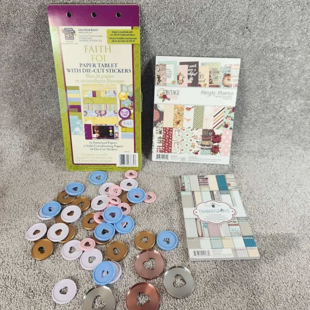 Little Yellow Bicycle Simple Stories Scrapbook Paper Sticker Planner Disc Bundle